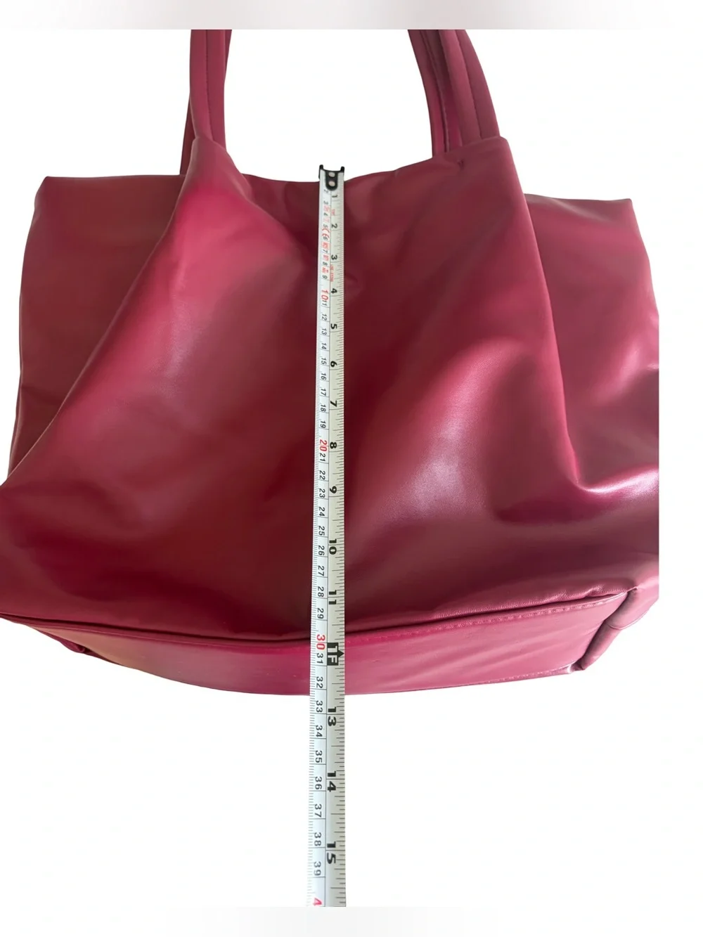 Neiman Marcus Burgundy Faux Leather Tote Bag